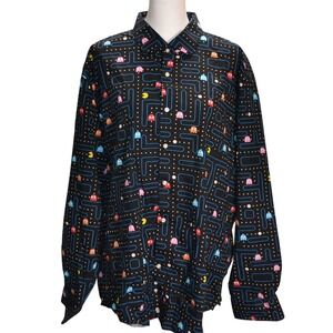 OppoSuits Pac-Man Button Down Shirt Mens 2XL Black Tailored Fit Retro Gaming Fun